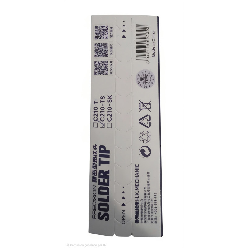 MECHANIC C210 TI/TS/SK SOLDERING TIP