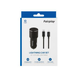 FAIRPLAY Pack Cargador de Coche (60W) + Cable Lightning