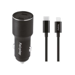 FAIRPLAY Pack Cargador de Coche (60W) + Cable Lightning